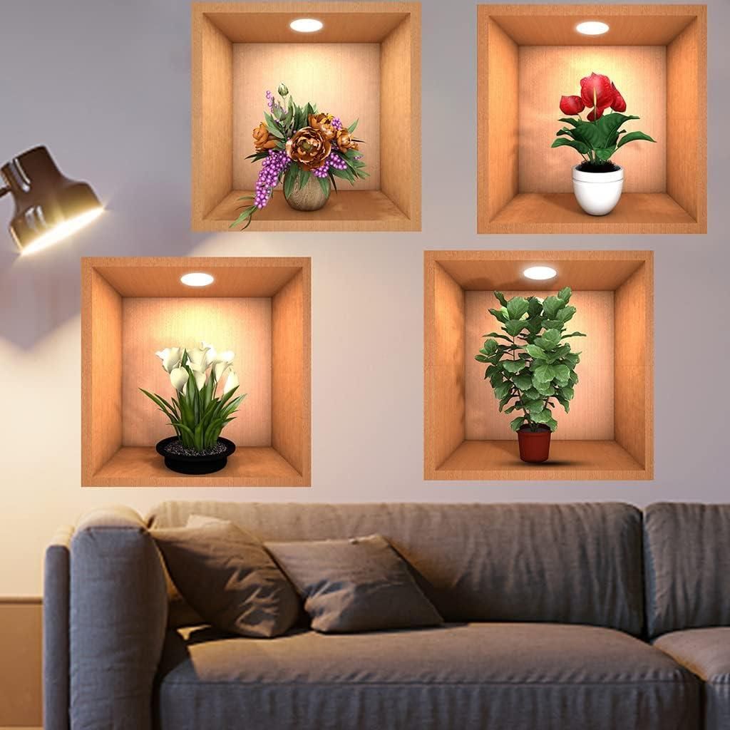 3D Vase Wall Sticker Pack Of 4 Space Life Store 3d-vase-wall-sticker-pack-of-4-space-life-store