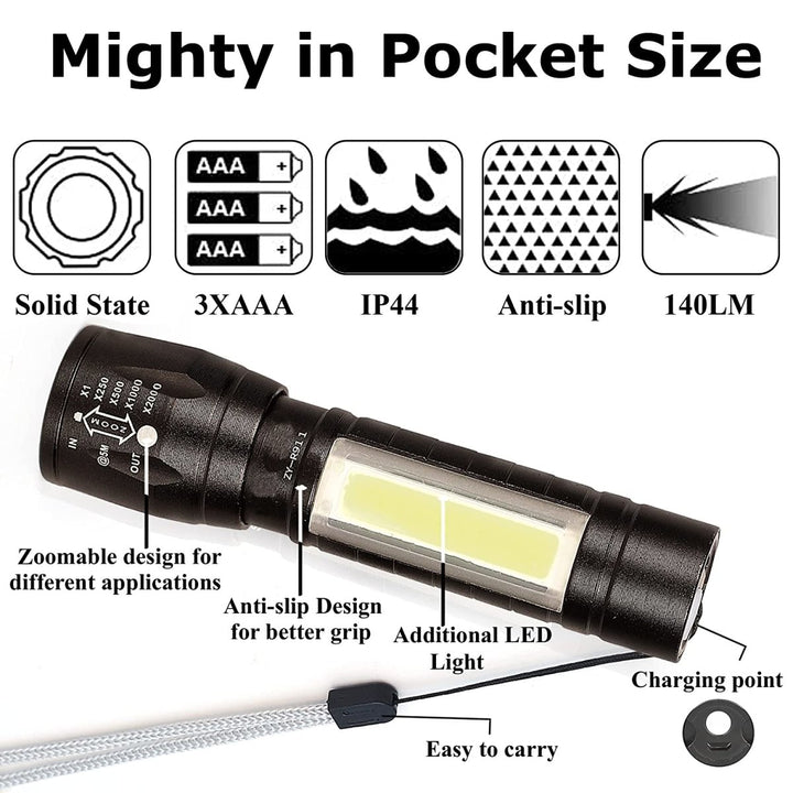 4000LM Waterproof Mini Flashlight Built in Battery USB Charging