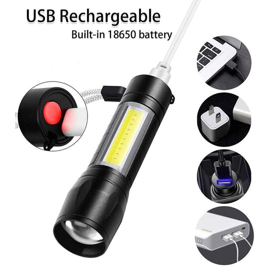 Flashlight Using Battery 4000LM Waterproof Mini Flashlight Built in Battery USB Charging – Space ...