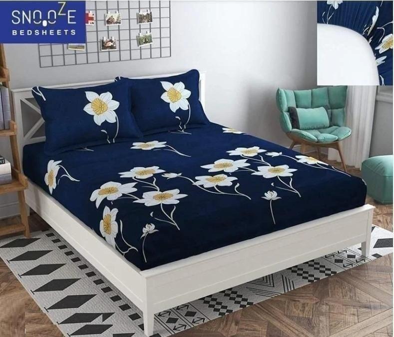 ELASTIC FITTED DOUBLE BED BEDSHEET WITH 2 PILLOW COVERS (BUY 1 GET 1 FREE)