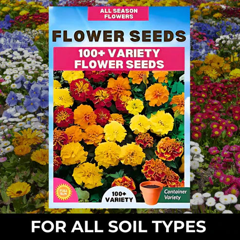 Varieties of Flower Seeds (Pack of 100) + Plant Growth Supplement Free!!